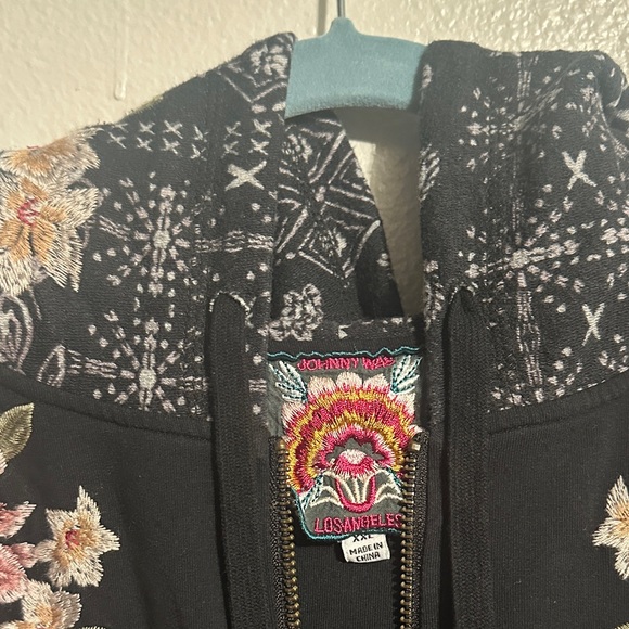 Johnny Was Black Floral & Bandana Patch Zip Hoodie - Picture 10 of 16